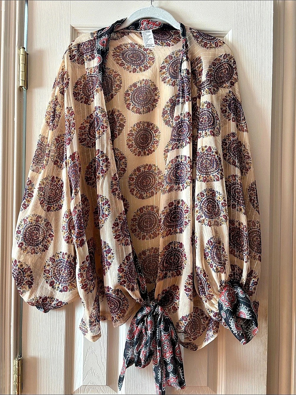 Free People Paisley Print Blouse in Brown & Red Like New